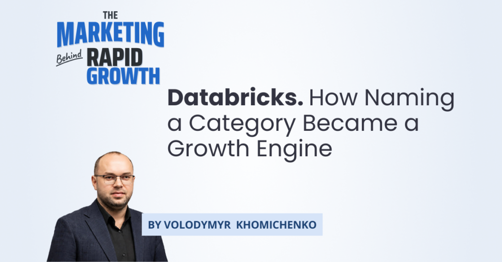 Infographic illustrating Databricks' category creation strategy, showing how the company moved from open-source Apache Spark through the invention of the 