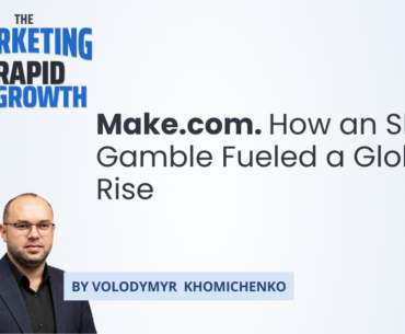 An infographic timeline tracing the SEO rebrand gamble behind Make.com, from its 2012 origins as Integromat through the 2020 Celonis acquisition, the 2022 rebrand, and its 2026 pivot into agentic AI. The visual maps growth metrics, pricing strategy, and brand milestones, showing how a bootstrapped Czech startup risked its search visibility to chase category-defining scale.
