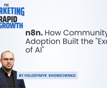 Infographic tracing n8n's growth story, from Jan Oberhauser's frustration with repetitive integration work to the company's pivot into AI orchestration. It visualizes the shift from traditional lead generation to community-led adoption, showing how evangelists, YouTube creators, and open-source builders drove revenue growth. The graphic also outlines n8n's "Fair Code" licensing model and its resulting $5.2 billion valuation, illustrating how community-led adoption became the engine behind the company's transformation into the "Excel of AI."